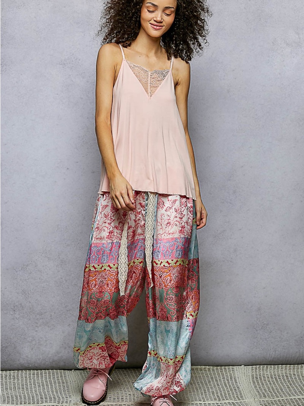 POL Pink Lace-Trim Spaghetti Strap Tank - Picture 5 of 5